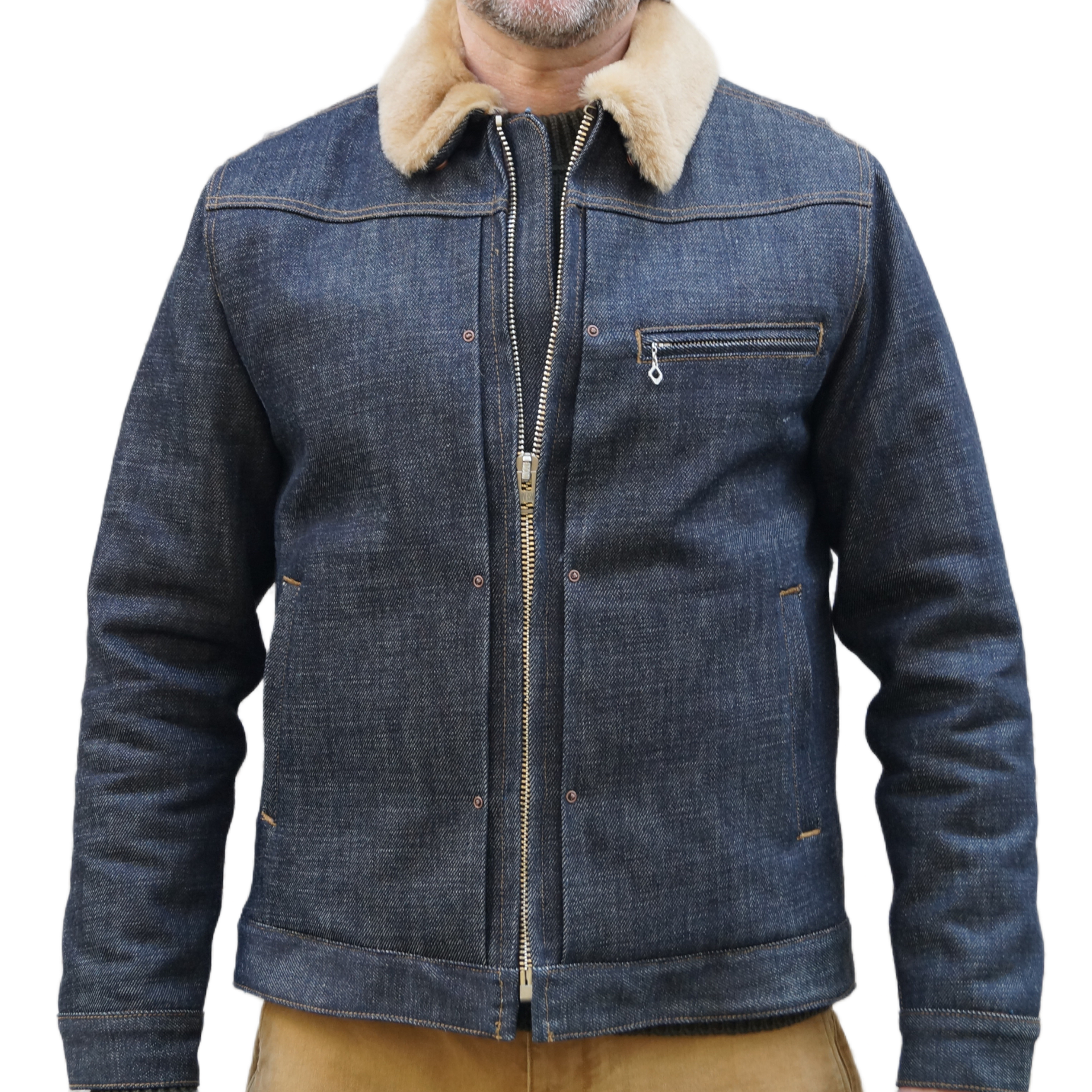 Freenote Denim Shearling Winter Jacket