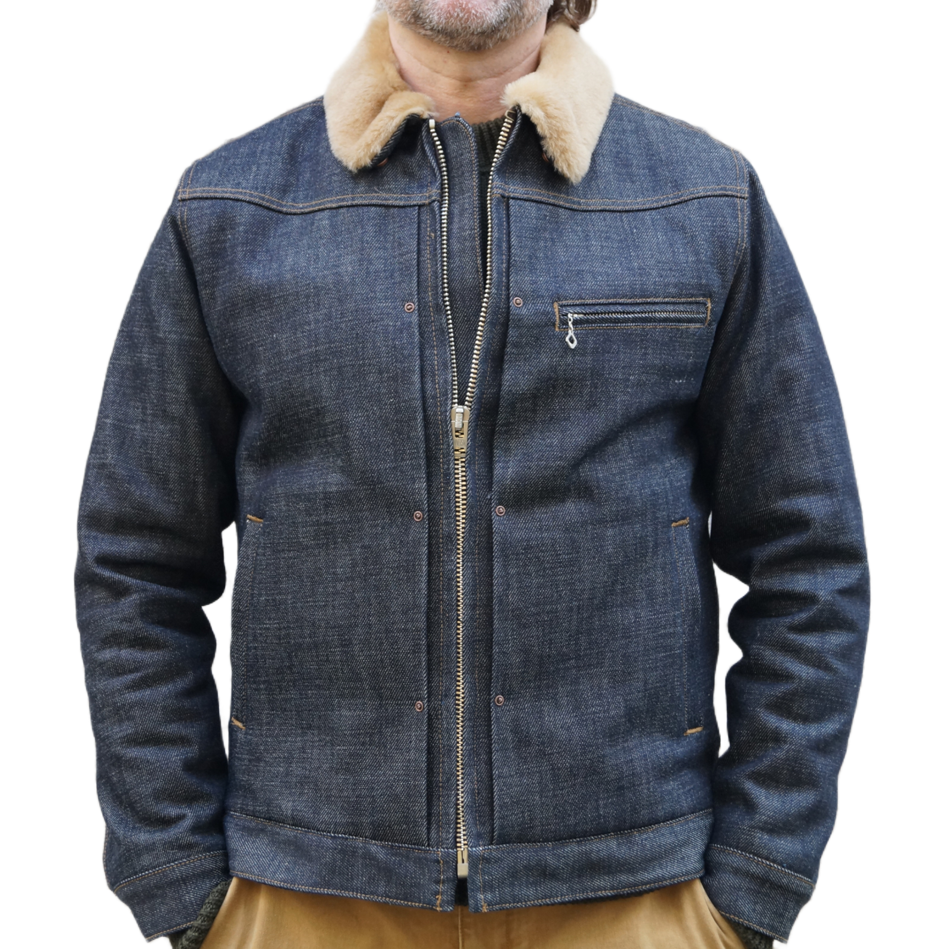 Freenote Denim Shearling Winter Jacket