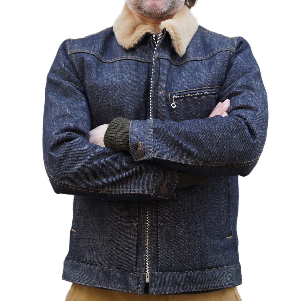 Freenote Denim Shearling Winter Jacket