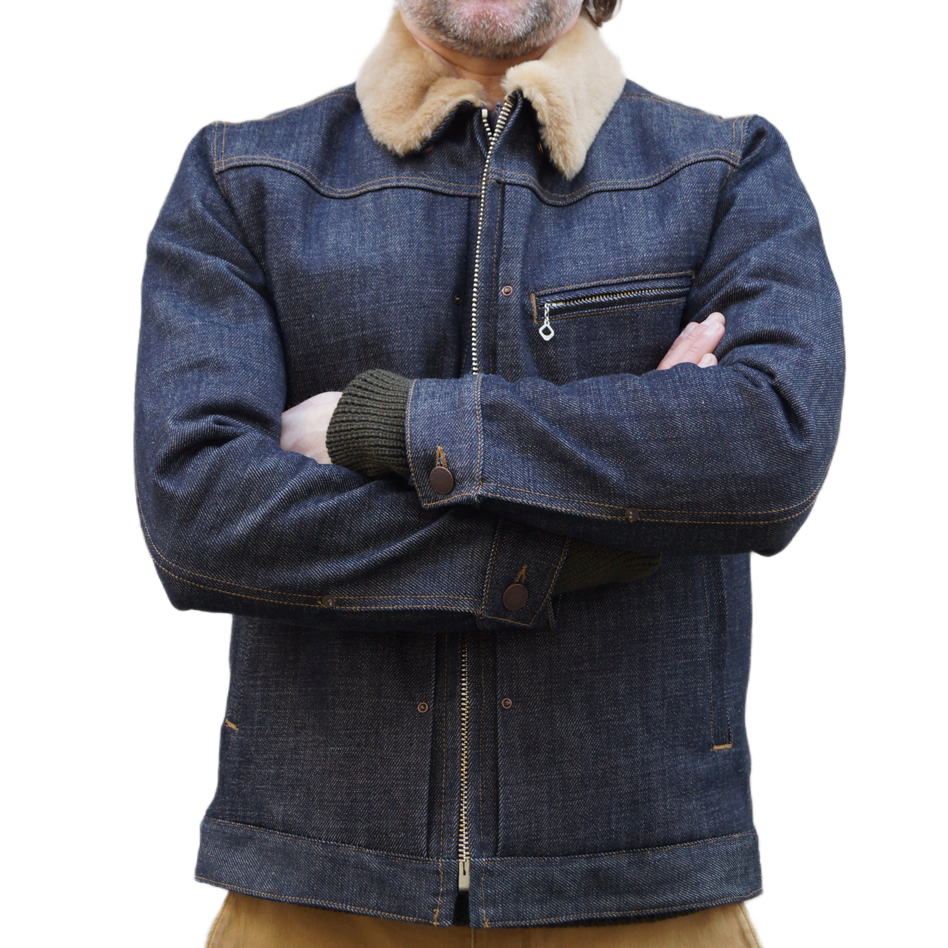 Freenote Denim Shearling Winter Jacket