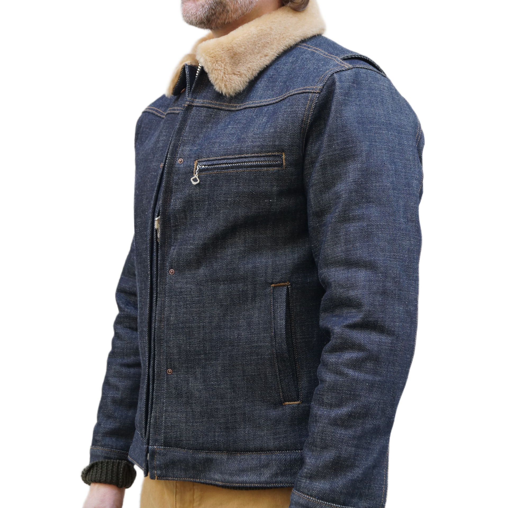 Freenote Denim Shearling Winter Jacket